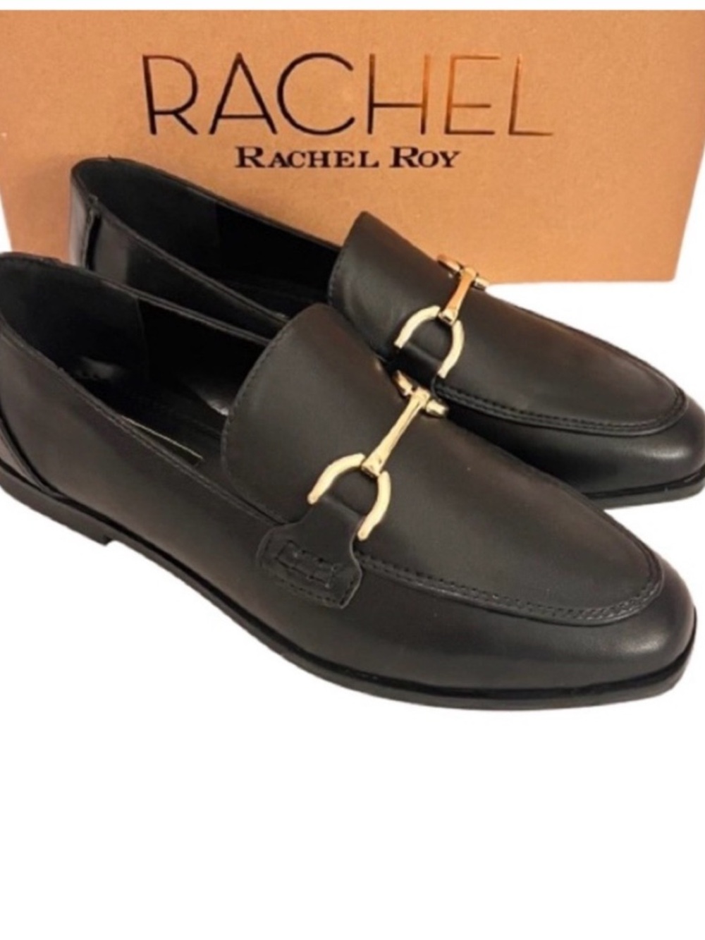 🆕-RACHEL by Rachel Roy-Classic Black Loafer with Gold Riding Bit. Size: 9